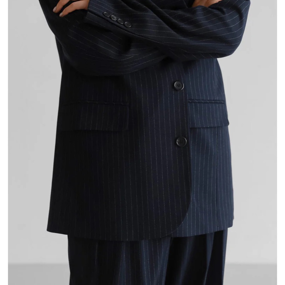 Frankie Shop Blue Suits Modern Tailored Pinstripes- Tansy